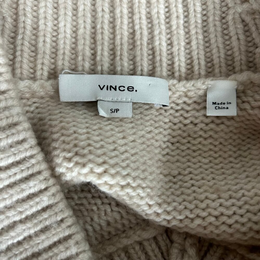 Vince Wool Cashmere V-Neck Sweater Beige Women’s Size S Cozy Elegant - Picture 8 of 11